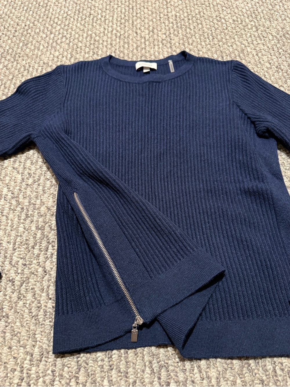 Kinross Navy Side Zip Ribbed Sweater - Picture 3 of 9